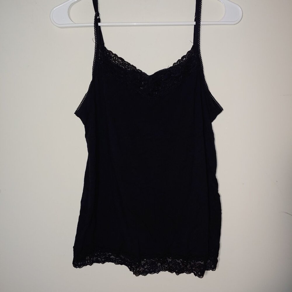 ELLE Y2K Must Have Cami Pima Cotton Modal Blend Bundle of 2 Black and Green Sz L